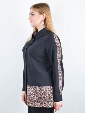Габріела. Комбінована блуза великого розміру. Леопард беж. 485140421 фото