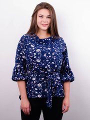 Міла. Стильна блуза великих розмірів. Синій+квіти. 485139468 фото