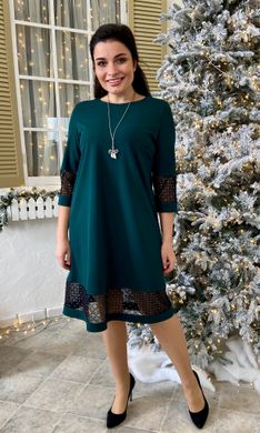 Cocktail dress with a shiny grid. Emerald.400931126mari58, XL