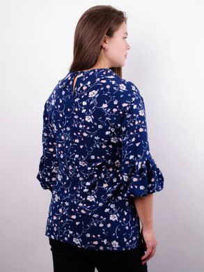 Міла. Стильна блуза великих розмірів. Синій+квіти. 485139468 фото