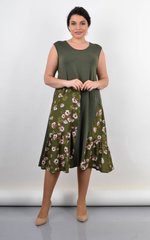 Флориана. Трикотажное платье на лето большой размер. Олива. 485141826 фото