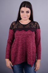 Kalina. Stylish blouse plus Size for women. Bordeaux. 485131063 photo