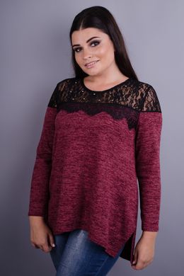 Kalina. Stylish blouse plus Size for women. Bordeaux. 485131061 photo
