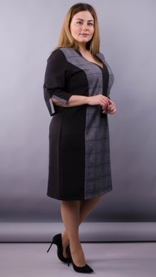 Олена. Комбінована сукня для пишних жінок. Чорний+клітинка. 485138329 фото