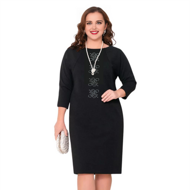 Arina GR pattern. Basic dress in large sizes. Black., 52