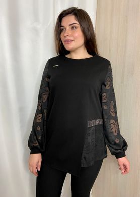 Festive blouse with translucent sleeves. Black.482217417mari50, M