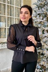 Exquisite blouse with original sleeve. Black.400935434mari52, XXL