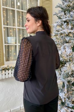 Мілена Маріс. Вишукана блуза з оригінальним рукавом. Чорний, 62